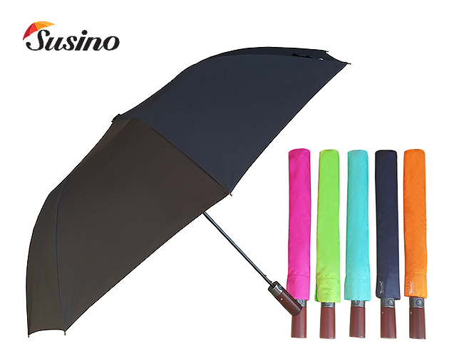 SUSINO 58*8k 자동 폰지 무지(나무 손잡이) 2단우산