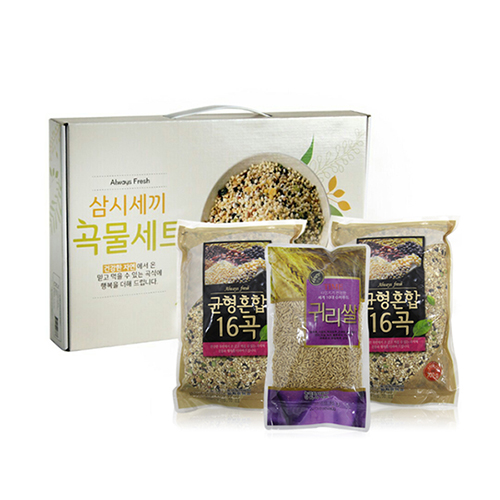 삼시세끼 곡물세트 3봉 (혼합 16곡 600g*2p+귀리쌀 400g)