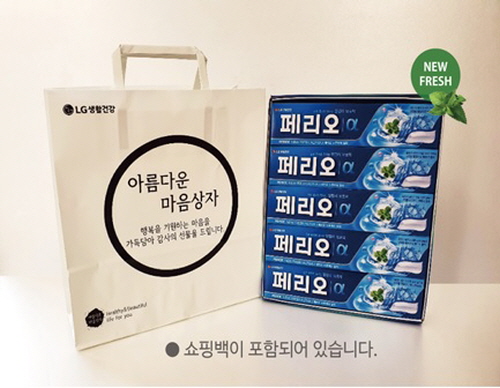 [LG생활건강] 페리오치약 5P 선물세트 (150g) 쇼핑백 포함