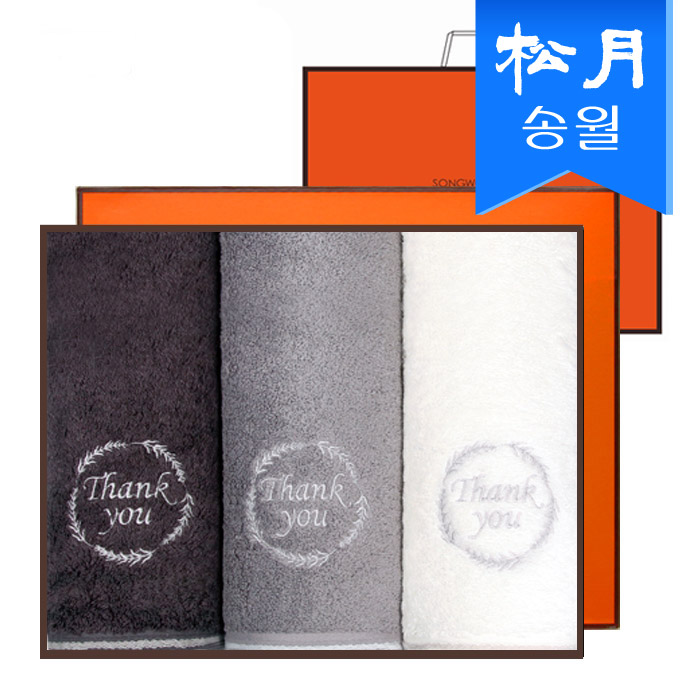 [송월타올] 땡큐 190g 뱀부얀 타올 3매 선물세트 (쇼핑백)