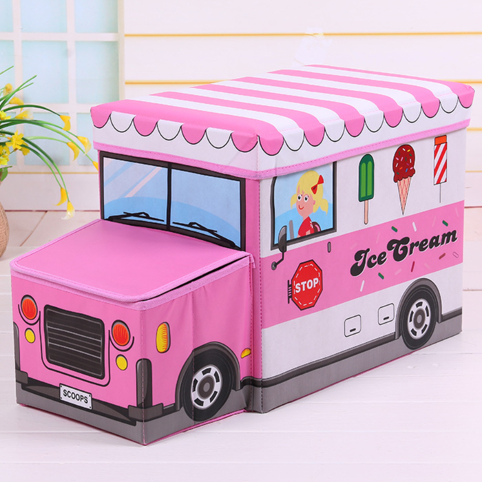 버스 장난감 정리함 핑크