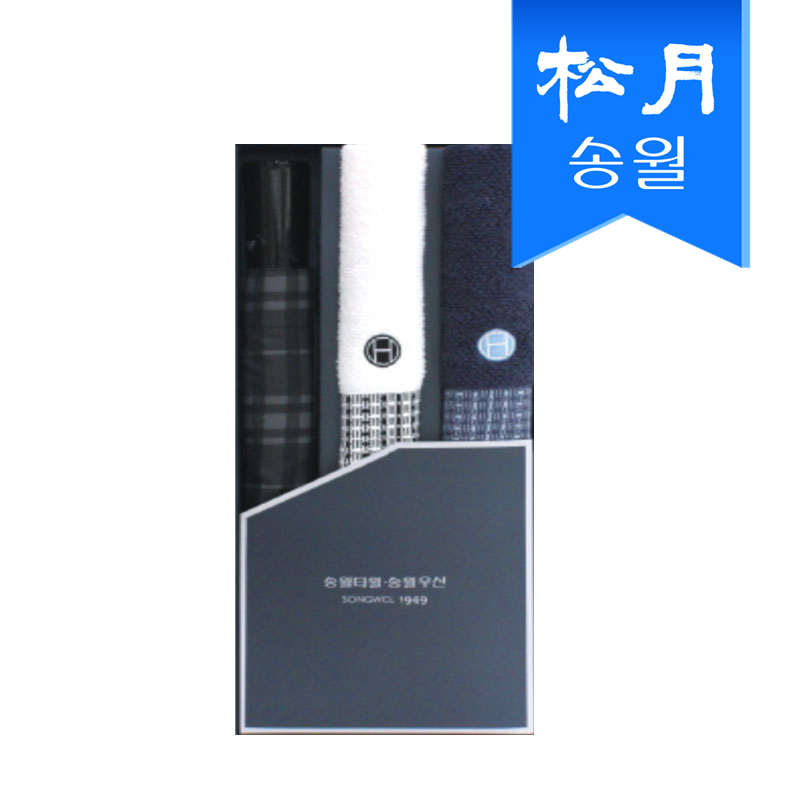 타올 우산 3매 선물세트(SWU 2단 모던체크 우산1 + 호텔컬렉션 톤 타올2)