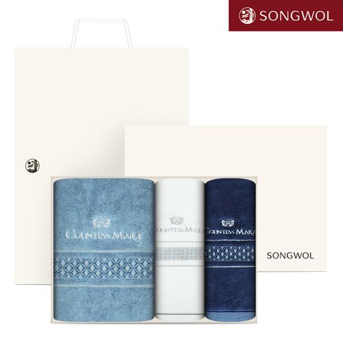 송월 더블 다이아 바스타올 + 세면타올 3P 선물세트