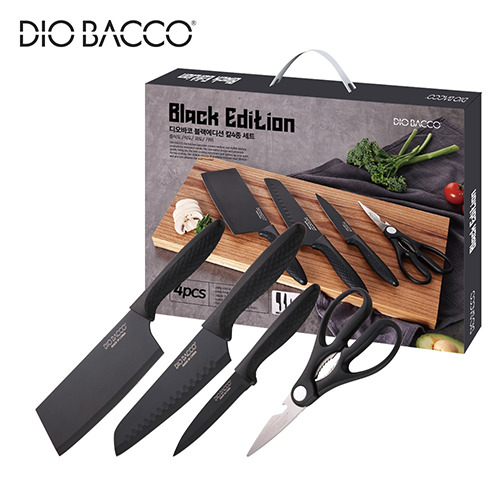 디오바코 블랙에디션 4종 칼세트 중식도 식칼 과도 주방가위