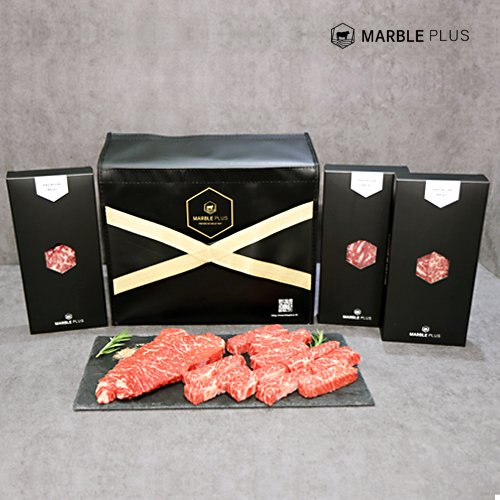 [마블플러스] 프리미엄 소고기 구이 3종 선물세트(살치살,부채살,등심)-아이스팩동봉 선물가방포함