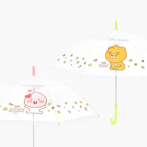 캐릭터 투명 우산 그린 핑크