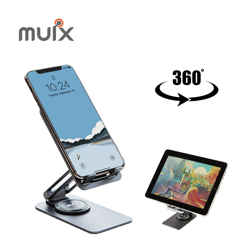 뮤익스All 알루미늄 360도회전 스마트폰 태블릿 거치대 HX-200P