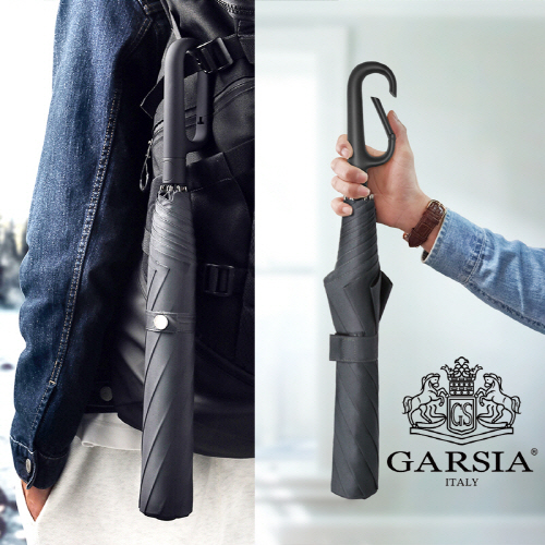 가르시아 2단 카라비너 블랙 300T 자동 우산 / 양산