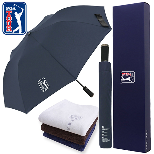 PGA 친환경 그린 2단 자동 우산 +150g 면사 타올세트