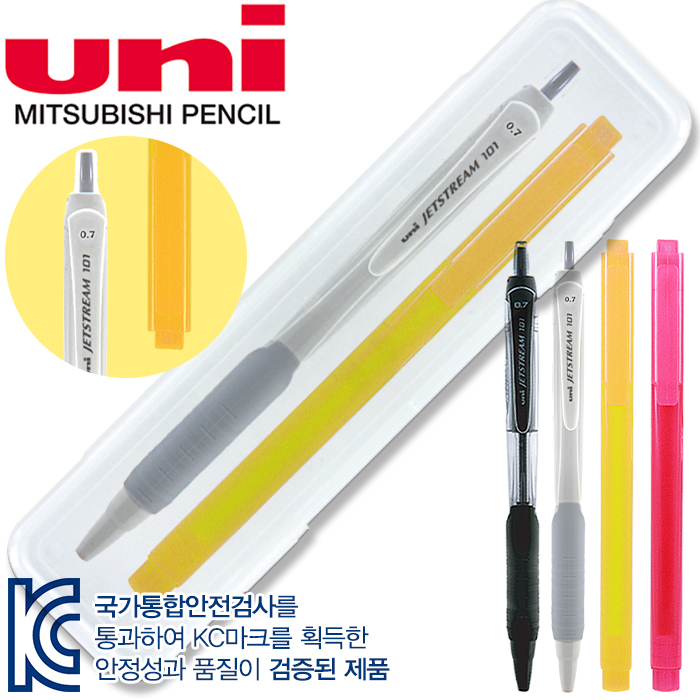uni 제트 스트림 101 볼펜 (0.7) + 스타 사각 형광펜