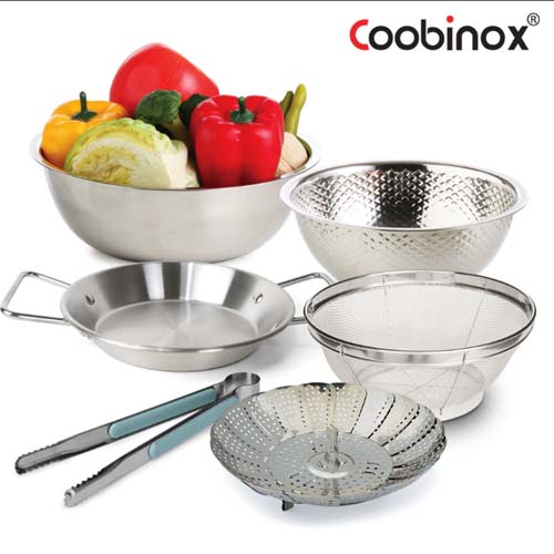 [쿠비녹스] 믹싱볼 쌀함박 채망 찜판 집게 플레이트 6종 세트(CO-1159)