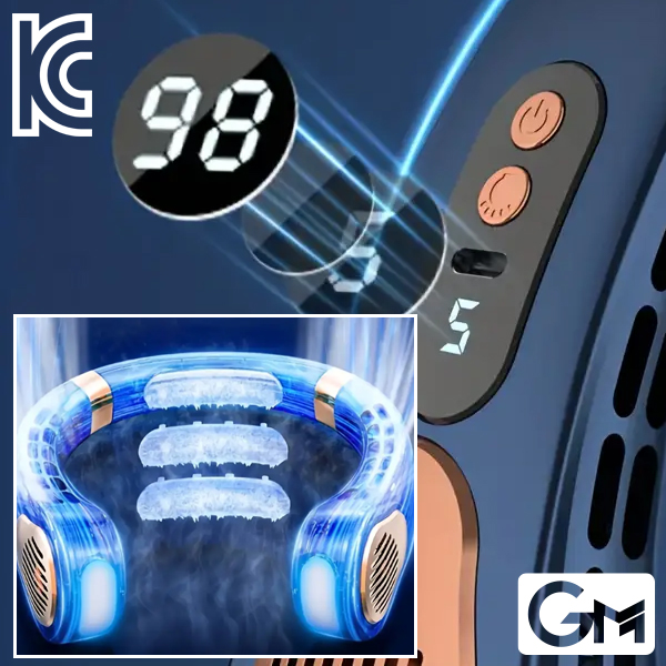 (지엠)베터리 잔량표시 쿨링패드 휴대용 넥밴드 선풍기 넥선풍기