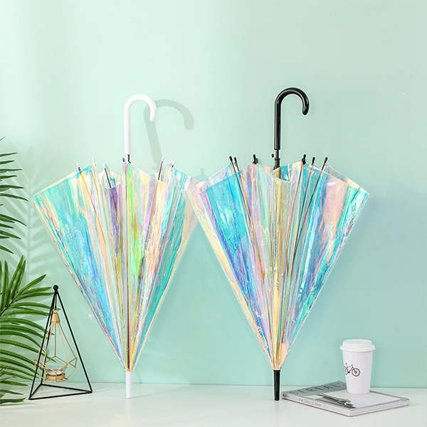 홀로그램 우산 오로라 투명 비닐 장우산 자동우산