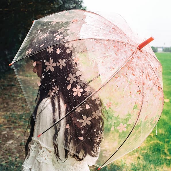 벚꽃 튼튼한 투명 장우산 우산