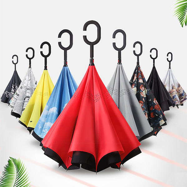 포유렐라 거꾸로우산 C형손잡이 반대로 펴고 접는 반전 튼튼한 장우산 우산