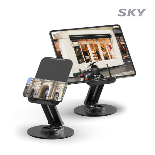 스카이 웰 솔리드 ES50MS 탁상용 하이브리드 접이식 핸드폰 태블릿 겸용 360도 회전 높이조절 거치대