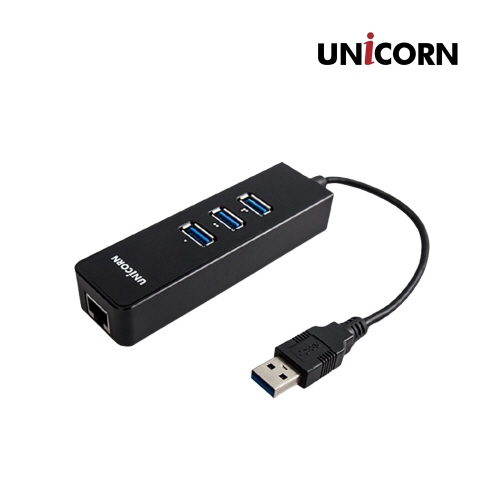 유니콘 기가 USB유선랜카드1Gbps+USB3.1 3포트 멀티허브 ULAN-303GH