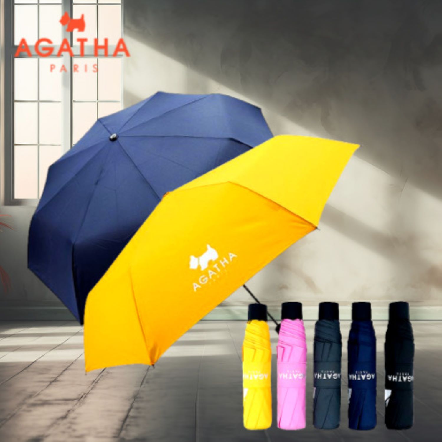 아가타 솔리드 수동 3단 우산