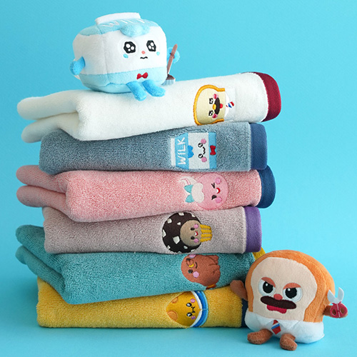 브레드이발소 자수 캐릭터세면수건 160g