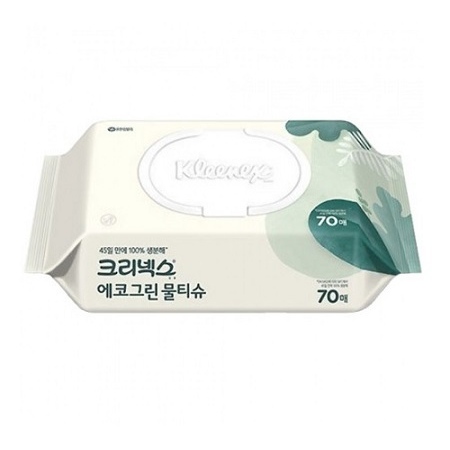 크리넥스 에코그린 생분해  물티슈 캡형 70매 고급 물티슈