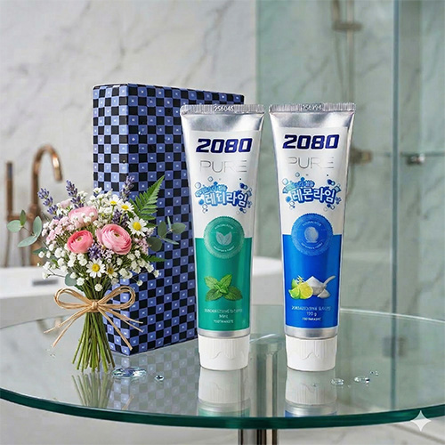 애경 2080 퓨어치약 클린민트125g + 레몬라임 125g +포장지포장