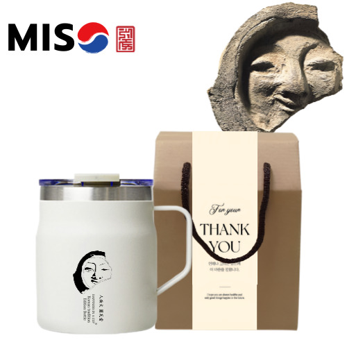 한국전통 신라의 미소 얼굴무늬 수막새 스텐 머그컵 380ml