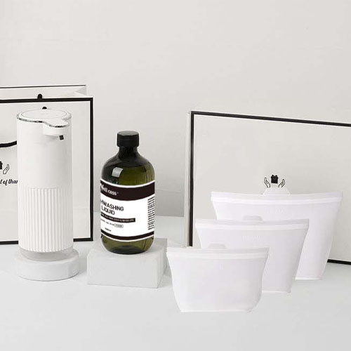 웰세스 WG-102GS 젤 주방세제 자동 디스펜서 1개 + 리필 1개 (500ml) + 실리콘지퍼백3종 세트
