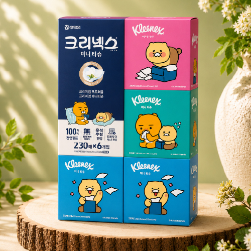 크리넥스 각티슈 사각티슈 디럭스 미니 카카오 230매*6입(비닐번들)