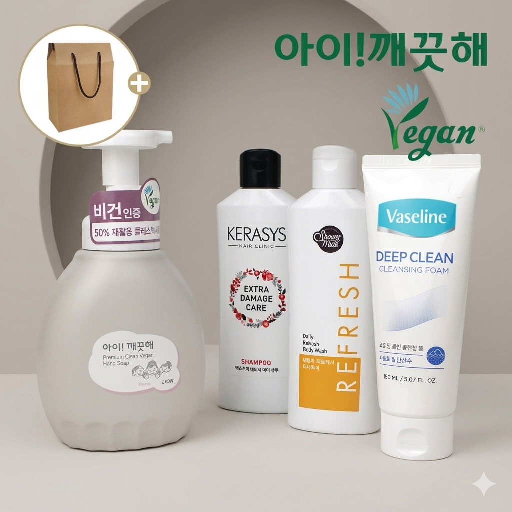 아이깨끗해 프리미엄 클린 비건 450ml 애경 클렌징폼 샴푸 4종세트