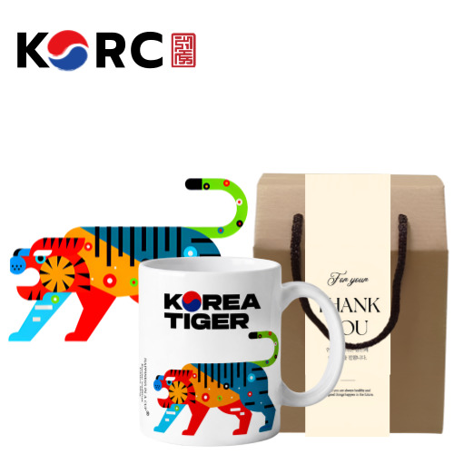 대한민국 태극기 호랑이 호작도 모티브 코리아 타이거 머그컵 355ml 1P 선물세트