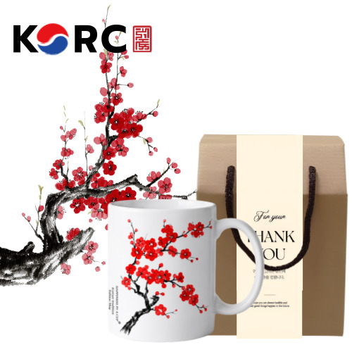 한국전통 사군자 매화 모티브 코리아 머그컵 355ml 1P 선물세트