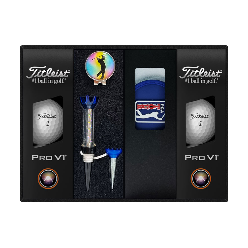 타이틀리스트 PRO V1 골프공 + 자석티&볼마커 + PGA 양피장갑 세트 T404