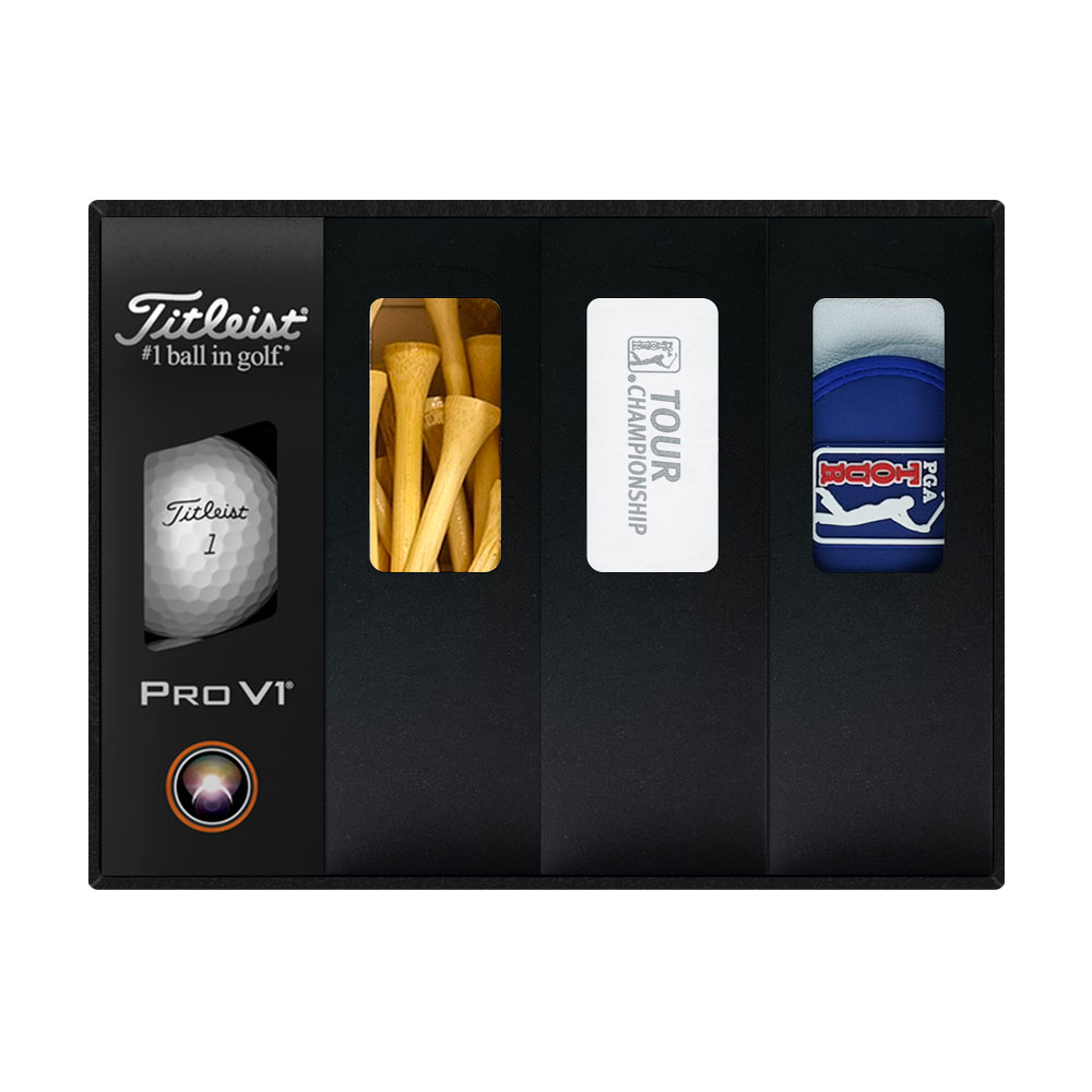 타이틀리스트 PRO V1 골프공 + PGA 쿨토시 + PGA 양피장갑+나무티 세트 T409