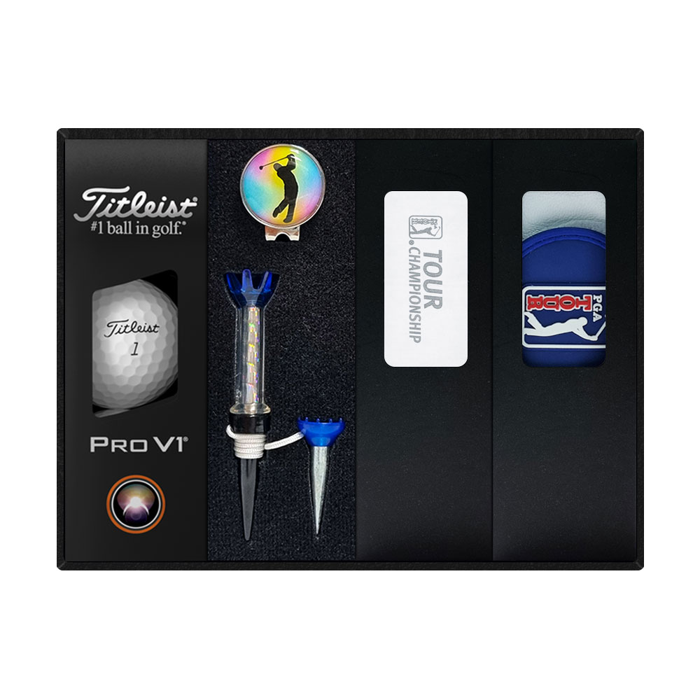 타이틀리스트 PRO V1 골프공+PGA 쿨토시+PGA 양피장갑+자석티&볼마커 세트 T410