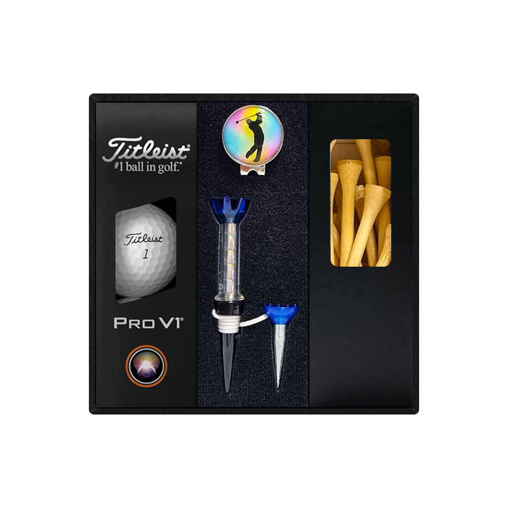 타이틀리스트 PRO V1 골프공 + 자석티&볼마커 + 나무티 세트 T301