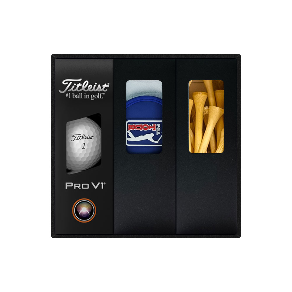 타이틀리스트 PRO V1 골프공 + PGA 양피장갑 + 나무티 세트 T302