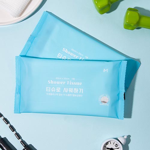 티슈로 샤워하기 1매 물 없이 쓰는 쿨링 티슈 샤워타월
