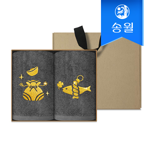 송월타월 황금복자수 기념타올 2p 크라프트 선물세트 개업 축하 감사 답례품