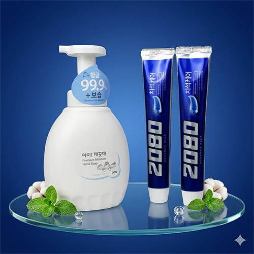 프리미엄 아이깨끗해 핸드워시 모이스처 450ml + 애경 2080 치석케어 치약