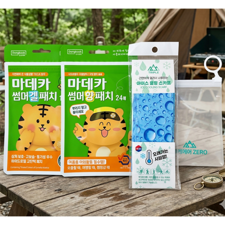 핫써머 야외활동 실속세트/썸머향패채/썸머겔패치/쿨링스카프/홍보용,판촉용 스티커부착 가능