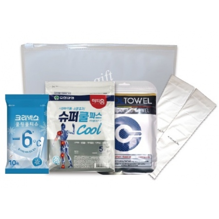 쿨링세트 4호(크리넥스 쿨링물티슈+유한양행 쿨파스+쿨타올 쿨아이스수건+아쿠아 쿨토시)