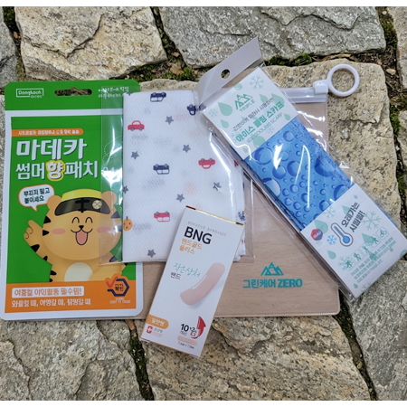 여름 올케어 세트/썸머향패치/국산면손수건/쿨링스카프/일회용밴드/판촉용.홍보용 스티커부착 가