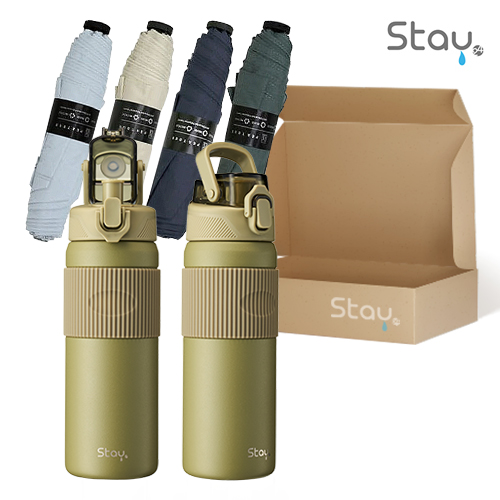 스테이24 스포홀릭텀블러 올리브590ml+PGA 친환경그린 3단수동 경량스키니