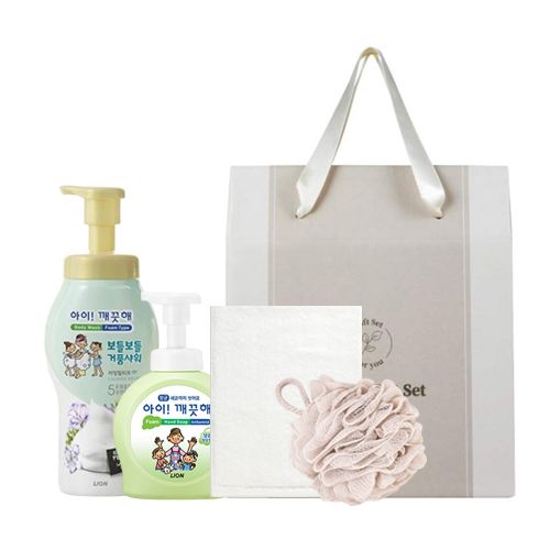 더마음 아이깨끗해 포밍 바디워시+핸드워시+수건+샤워볼 4p 선물세트