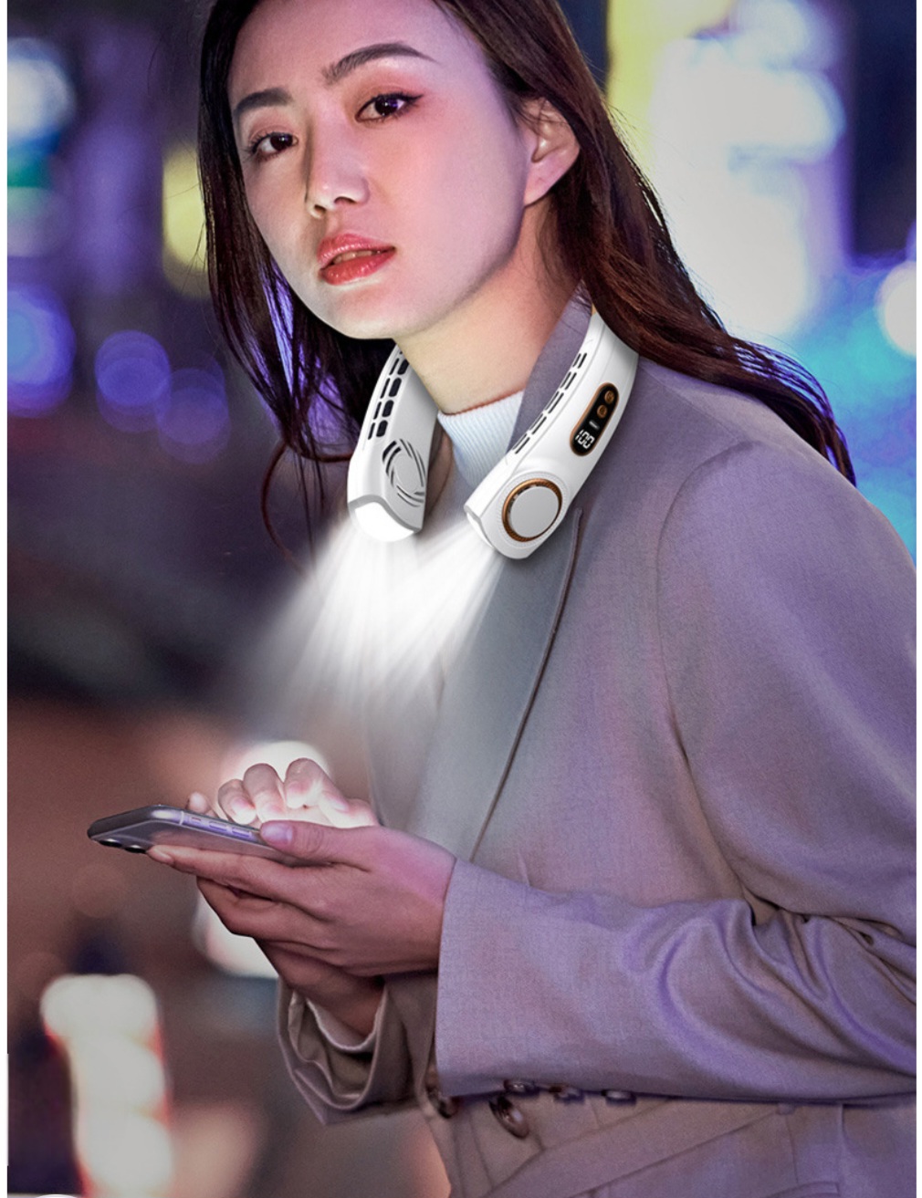 New 아이스 넥쿨러 넥밴드 선풍기+후레쉬  랜턴