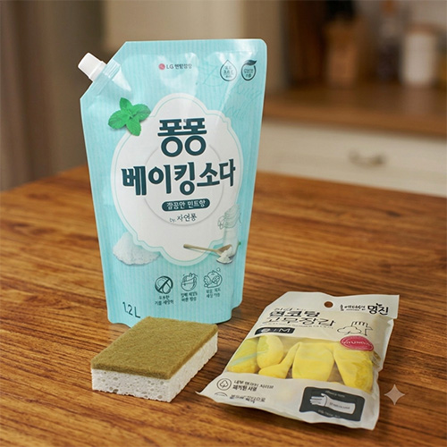 LG생활건강 대용량 퐁퐁 베이킹소다 주방세제 1200ml 면코팅고무장갑  친환경수세미 코코넛수세미