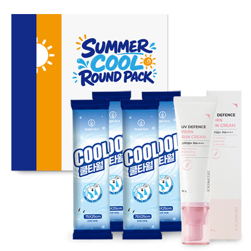 [수피아토] 썸머 쿨 라운드 팩 1호 (냉감쿨타월4개 + PDRN선크림 50g)
