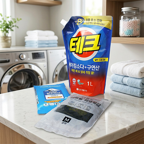 LG생활건강 대용량 세탁세제 테크 1000ml + 니트릴장갑 10매입 +청소박사 30매입