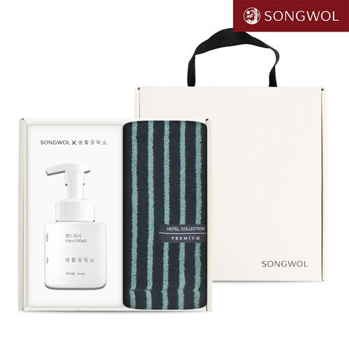 송월 핸드워시 기프트세트 14 (호텔컬렉션  스트라이프  솔리드44 150g 1P + 생활공작소250ml 1P)