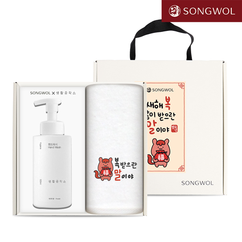 송월 핸드워시 기프트세트 38 (신년 붉은 말이야 자수 호텔수건 150g 1P + 생활공작